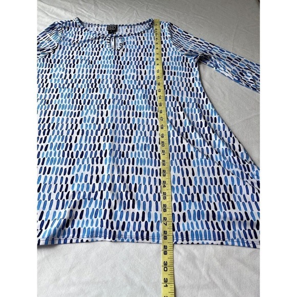 Clara Sun Woo Tunic Size S BLue White Abstract Relaxed Oversized Lagen Travel - Picture 6 of 6